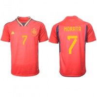 Camiseta España Alvaro Morata #7 Primera Equipación Replica Mundial 2022 mangas cortas